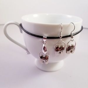 Leather Cord Silver Initial H Necklace Set